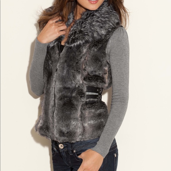 guess faux fur vest